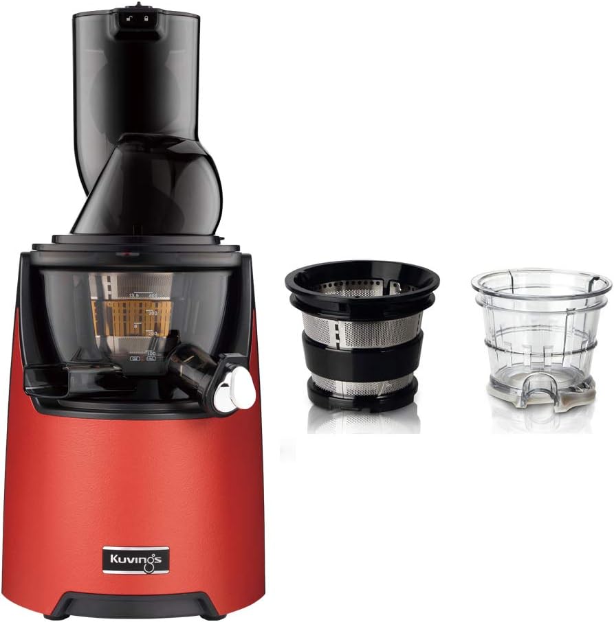 51dkJ3NPPL._AC_SL1000_.jpg Kuvings EVO 820 Red Werbepaket + Smoothie- und Sorbet-Set – Vertikaler Entsafter – Bild 1