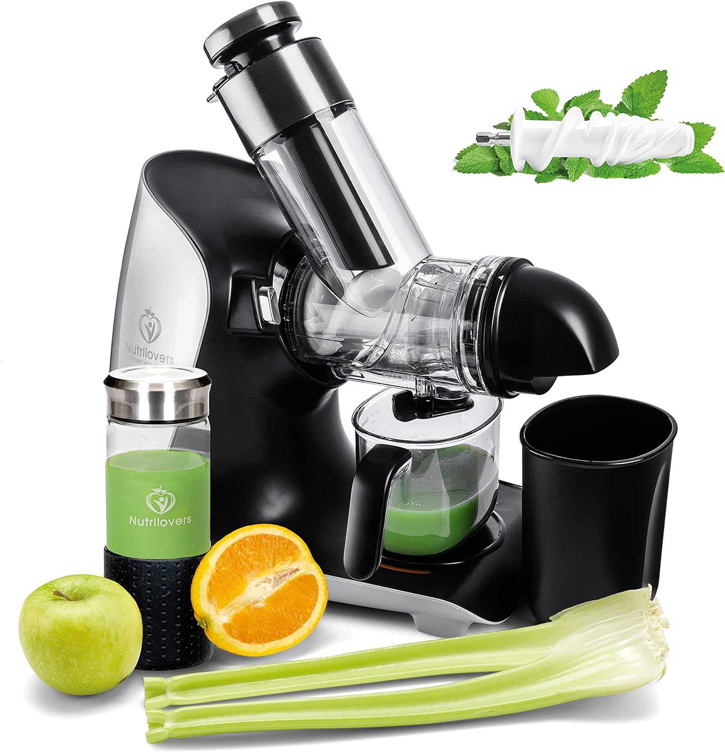 81L8yItVPlL._AC_SL1500_.jpg GREEN-PRESS Obst- und Gemüse-Entsafter, langsamer Entsafter, Kaltpressmaschine mit BPA-freier Keramikschnecke, leiser Motor – Detox-Selleriesaft – universeller Entsafter – Bild 1